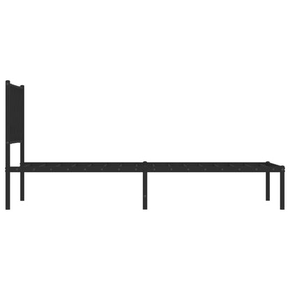 Black Metal Bed Frame with Headboard, 100x190cm - No Mattress Included