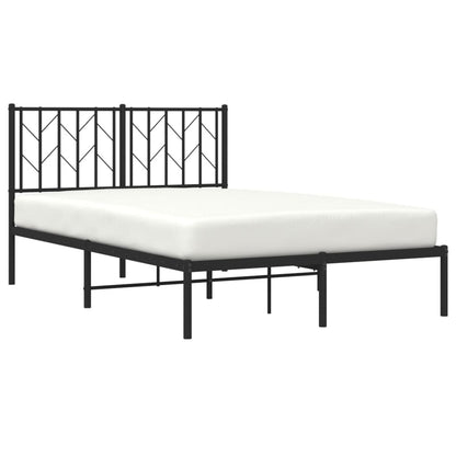 Black Metal Bed Frame with Headboard, No Mattress, 120x190cm