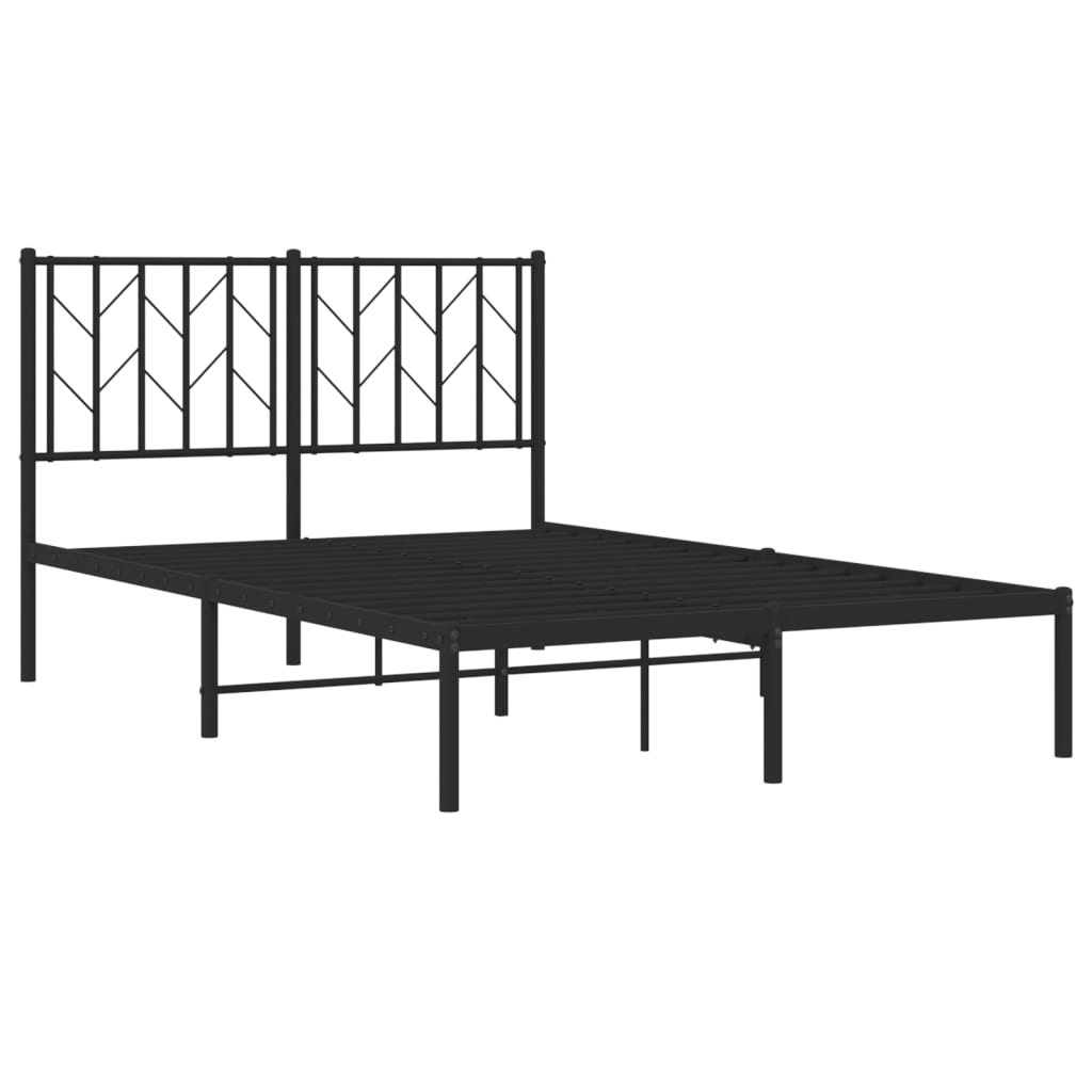 Black Metal Bed Frame with Headboard, No Mattress, 120x190cm