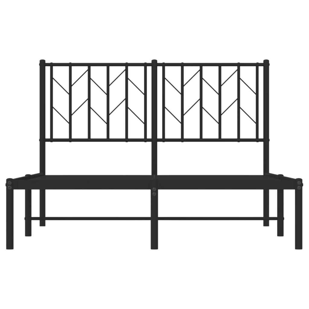 Black Metal Bed Frame with Headboard, No Mattress, 120x190cm