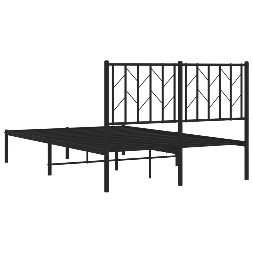 Black Metal Bed Frame with Headboard, No Mattress, 120x190cm