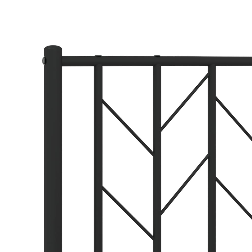 Black Metal Bed Frame with Headboard, No Mattress, 120x190cm
