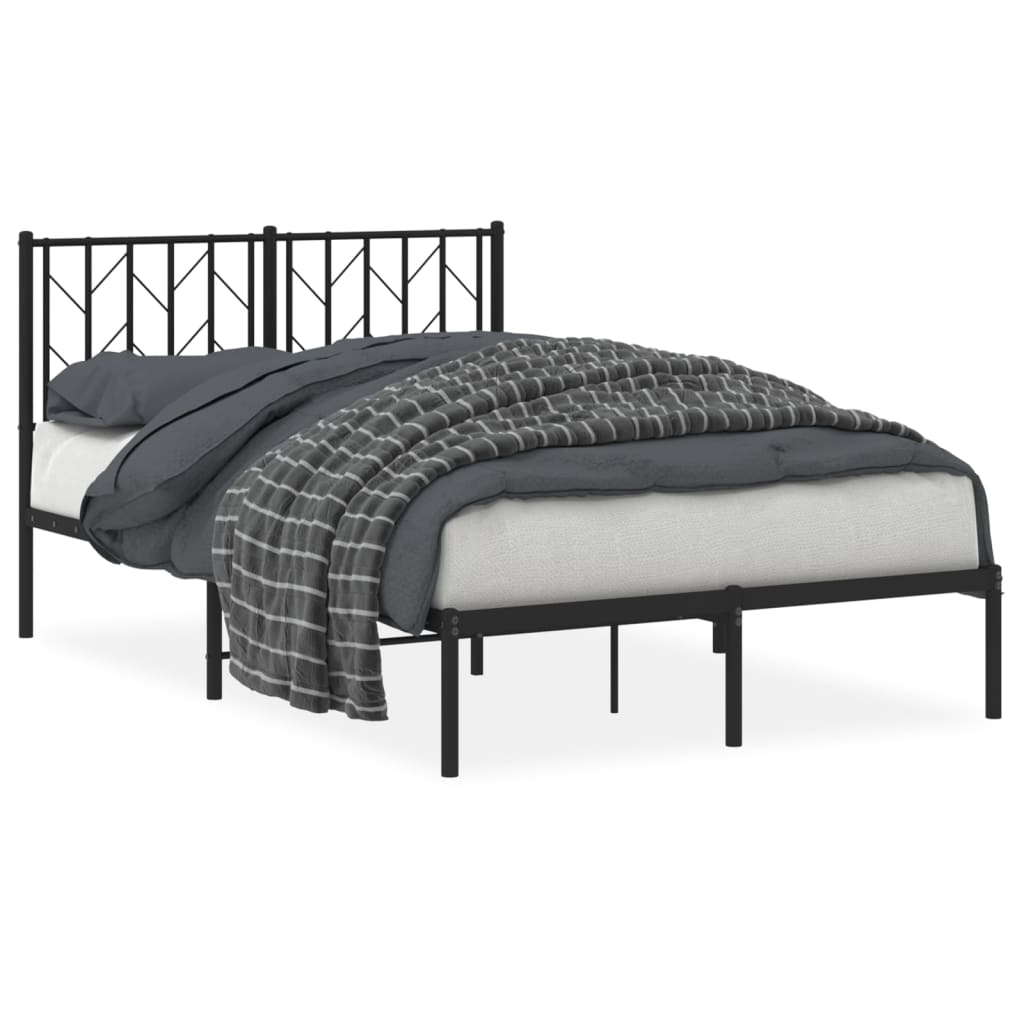 Black Metal Bed Frame with Headboard 120x200 cm - No Mattress