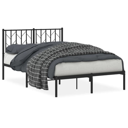 Black Metal Bed Frame with Headboard 120x200 cm - No Mattress