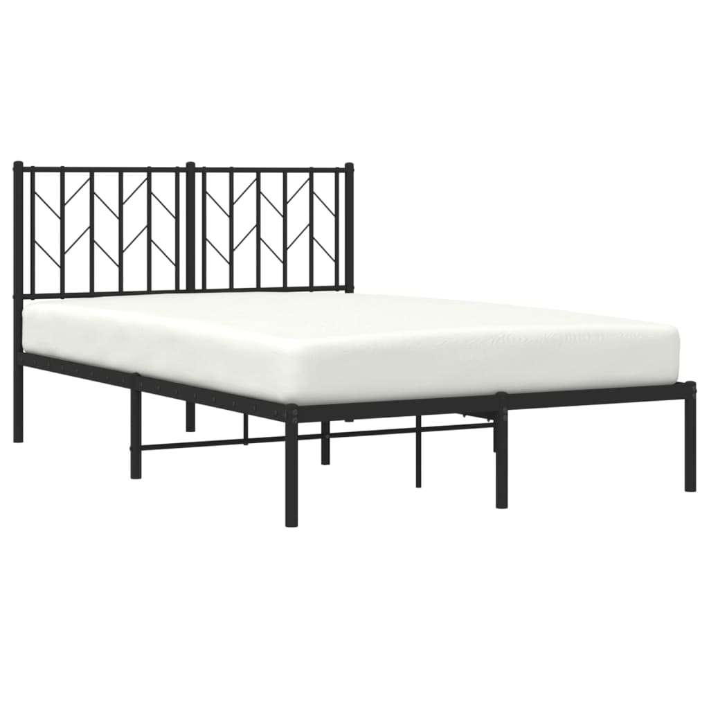Black Metal Bed Frame with Headboard 120x200 cm - No Mattress