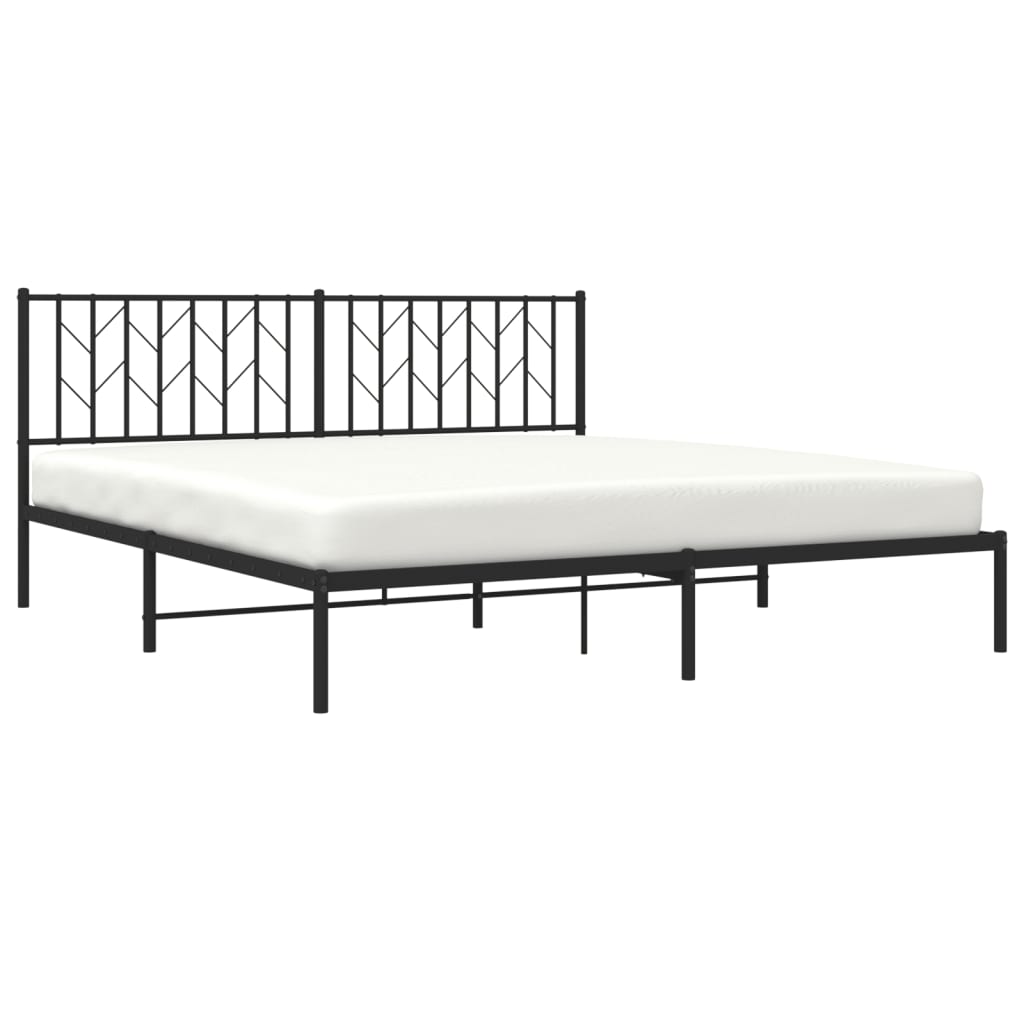 Black Metal Bed Frame with Headboard 180x200cm - No Mattress