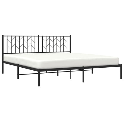 Black Metal Bed Frame with Headboard 180x200cm - No Mattress