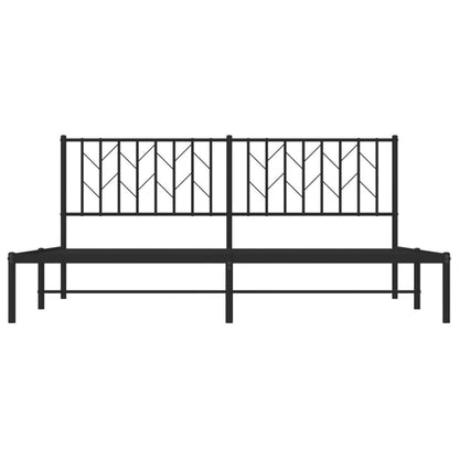 Black Metal Bed Frame with Headboard 180x200cm - No Mattress