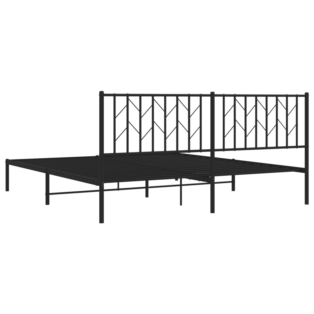 Black Metal Bed Frame with Headboard 180x200cm - No Mattress