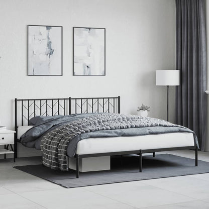 Black Metal Bed Frame with Headboard 180x200cm - No Mattress