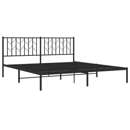 Black Metal Bed Frame with Headboard - 183x213cm Sturdy Design