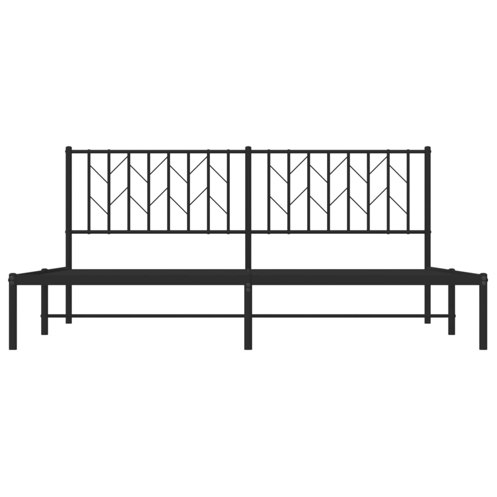 Black Metal Bed Frame with Headboard - 183x213cm Sturdy Design