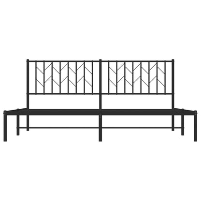 Black Metal Bed Frame with Headboard - 183x213cm Sturdy Design