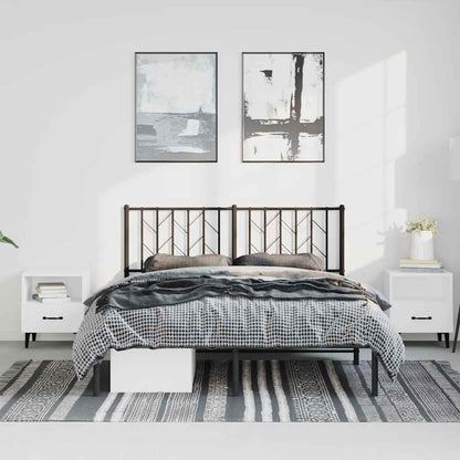 Black Metal Bed Frame with Headboard - 193x203cm, No Mattress