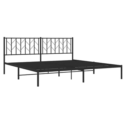 Black Metal Bed Frame with Headboard - 193x203cm, No Mattress
