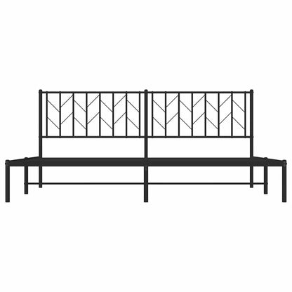 Black Metal Bed Frame with Headboard - 193x203cm, No Mattress