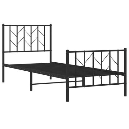Sleek Black Metal Bed Frame with Footboard - 80x200cm