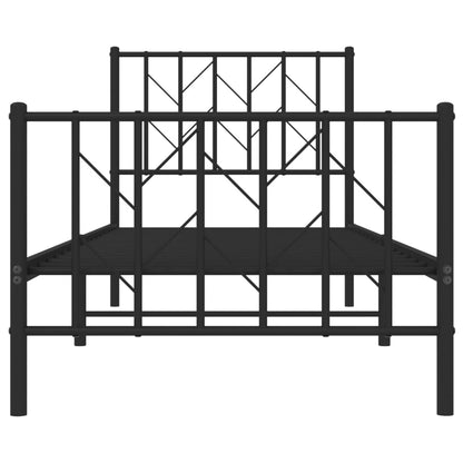 Sleek Black Metal Bed Frame with Footboard - 80x200cm