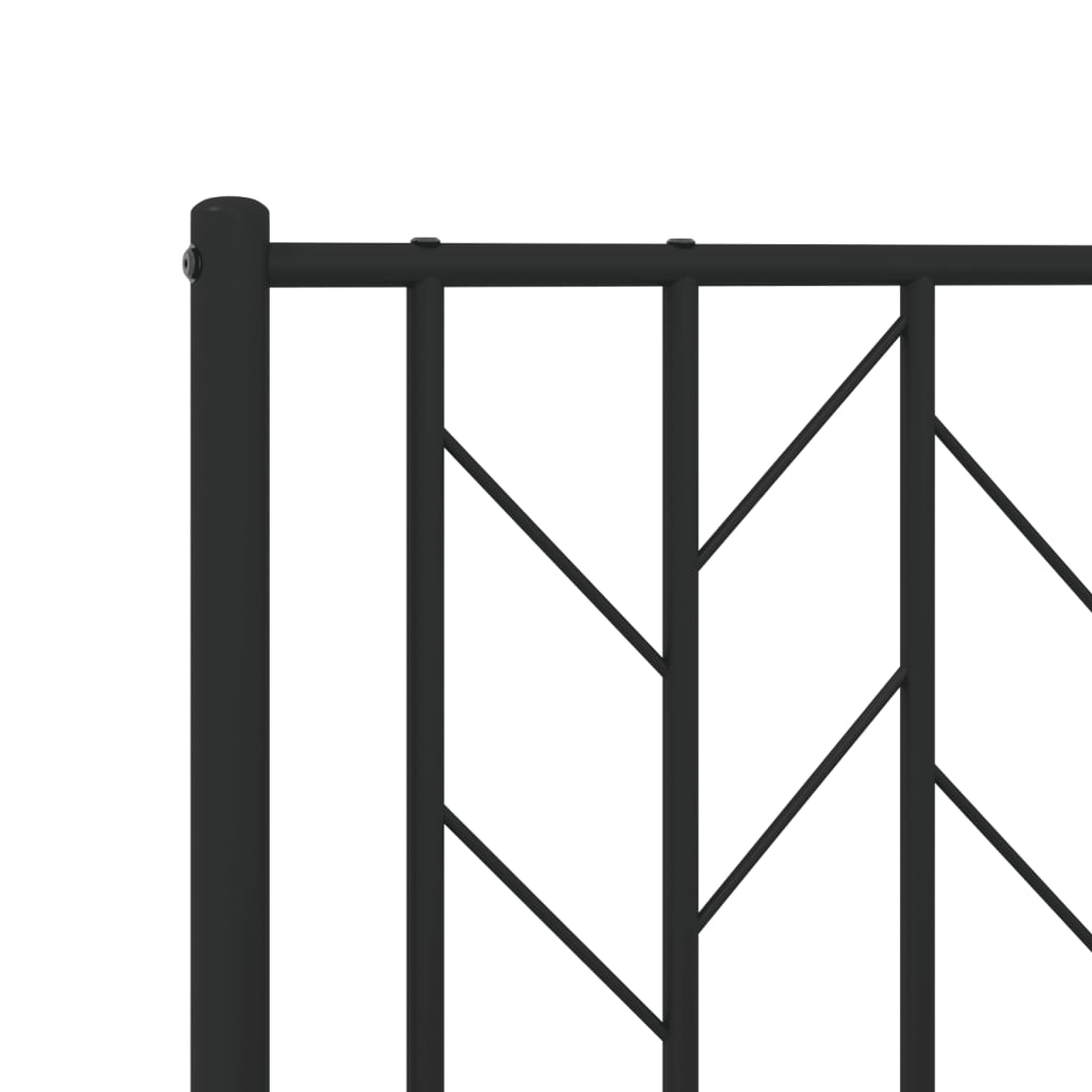 Black Metal Bed Frame with Footboard - 90x190cm, No Mattress
