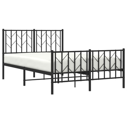 Black Metal Bed Frame with Footboard, 120x190cm, No Mattress Included