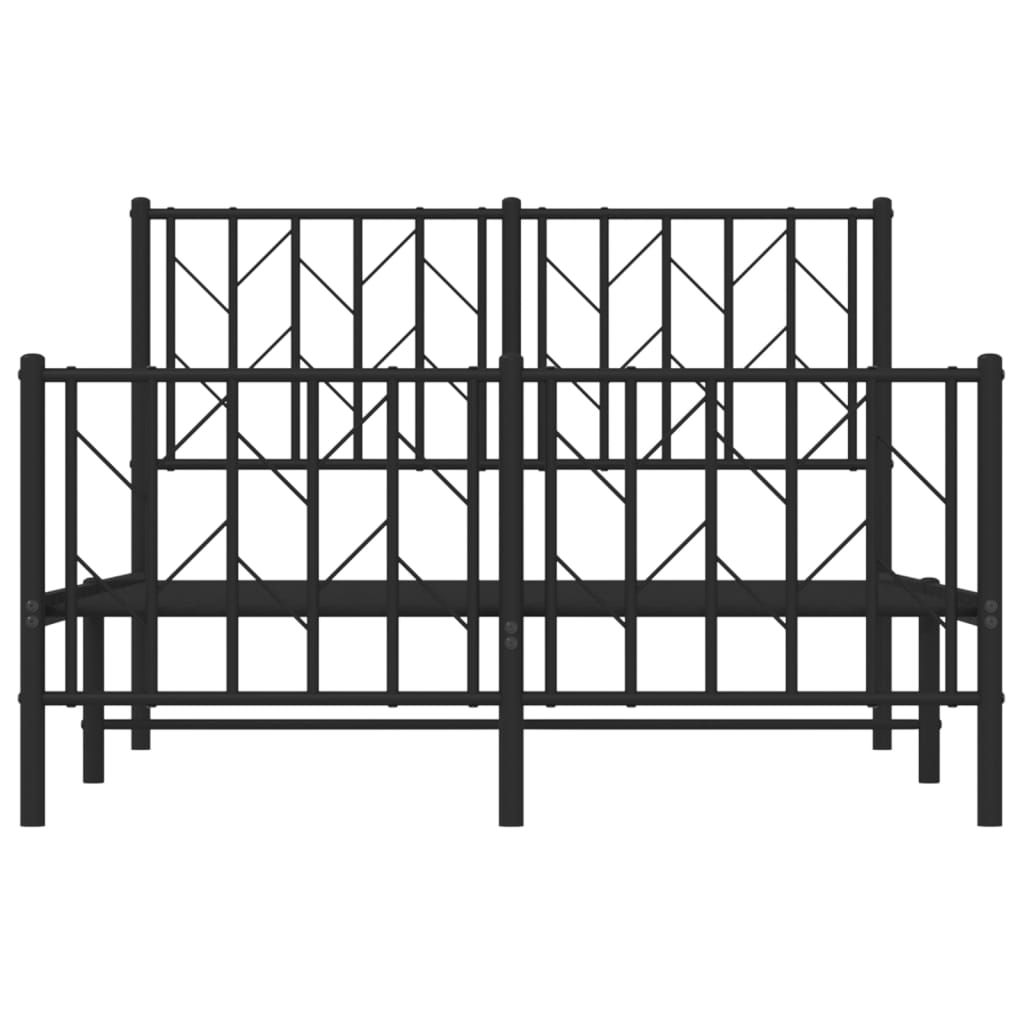 Black Metal Bed Frame with Footboard, 120x190cm, No Mattress Included