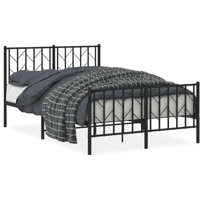 Sleek Black Metal Bed Frame with Footboard 120x200cm - No Mattress