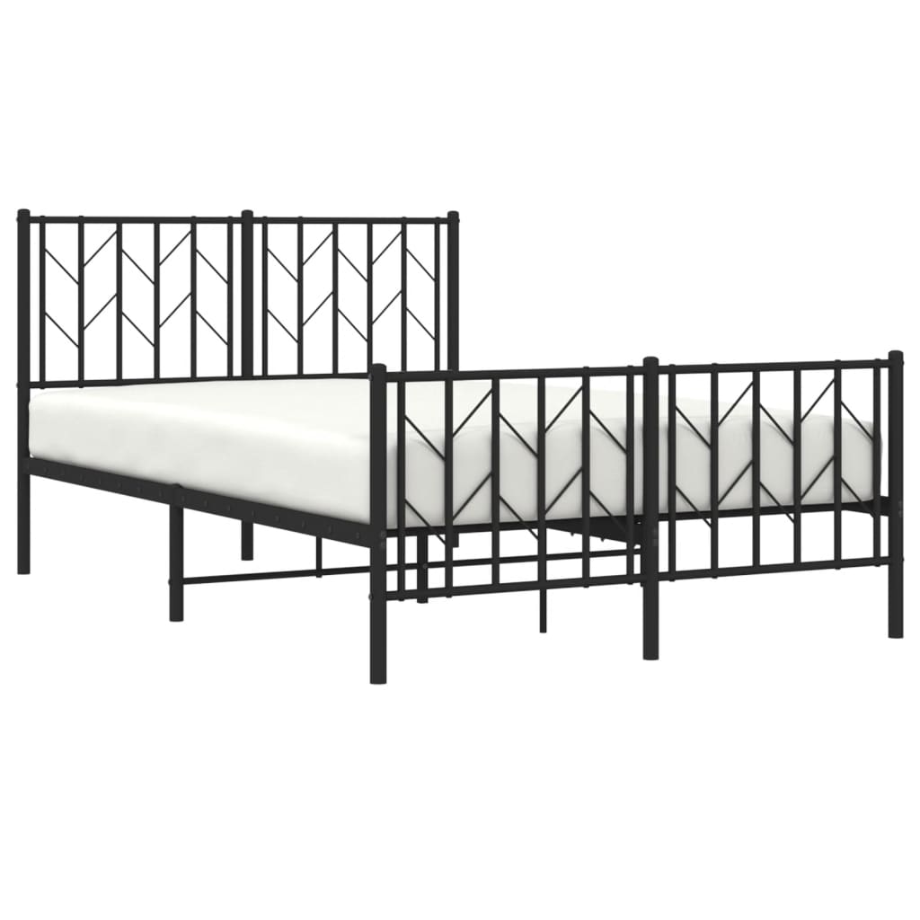 Sleek Black Metal Bed Frame with Footboard 120x200cm - No Mattress