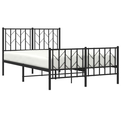 Sleek Black Metal Bed Frame with Footboard 120x200cm - No Mattress