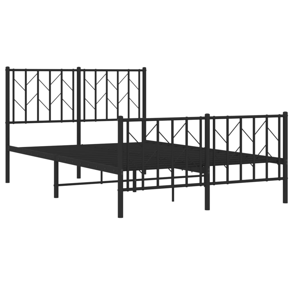 Sleek Black Metal Bed Frame with Footboard 120x200cm - No Mattress