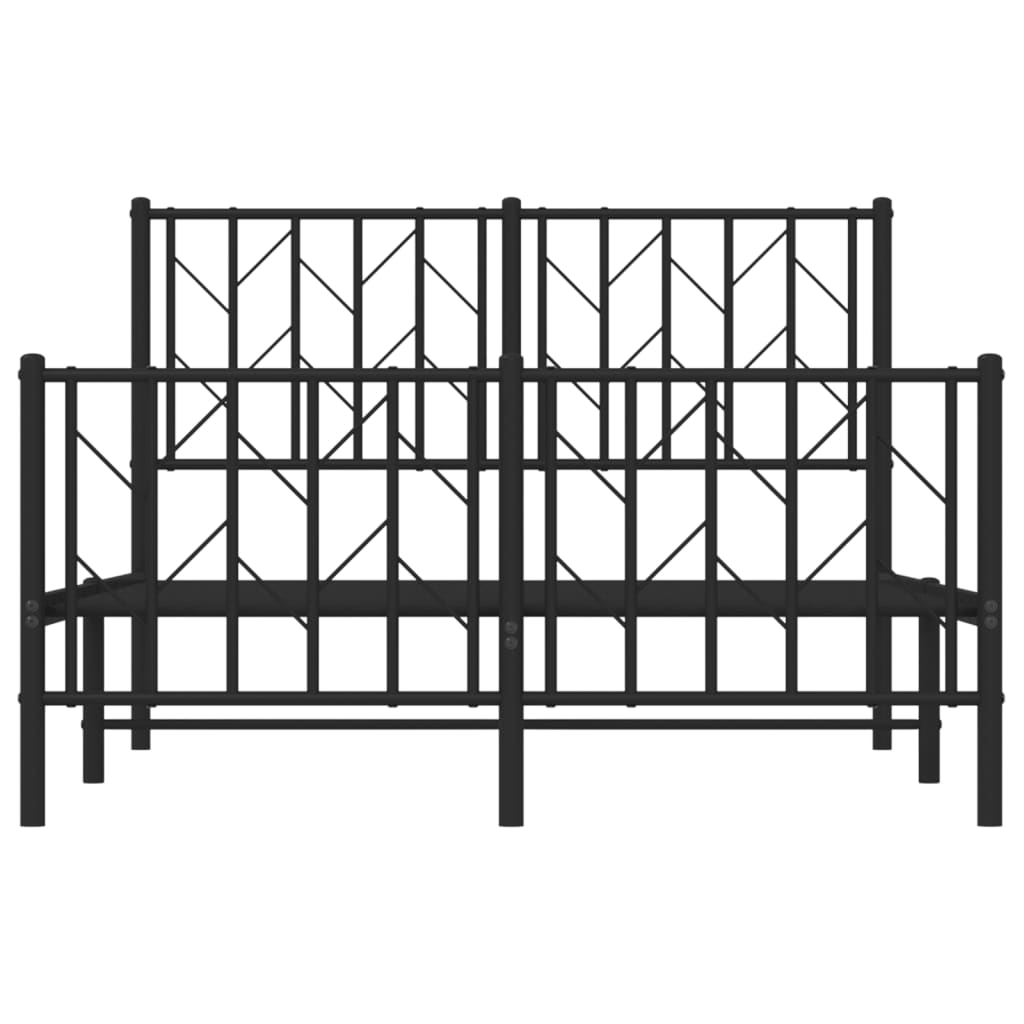 Sleek Black Metal Bed Frame with Footboard 120x200cm - No Mattress