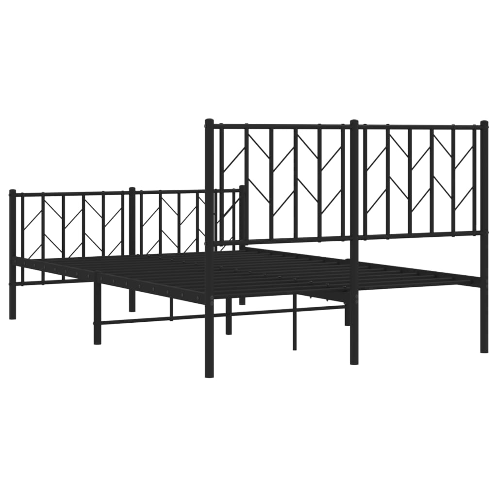 Sleek Black Metal Bed Frame with Footboard 120x200cm - No Mattress