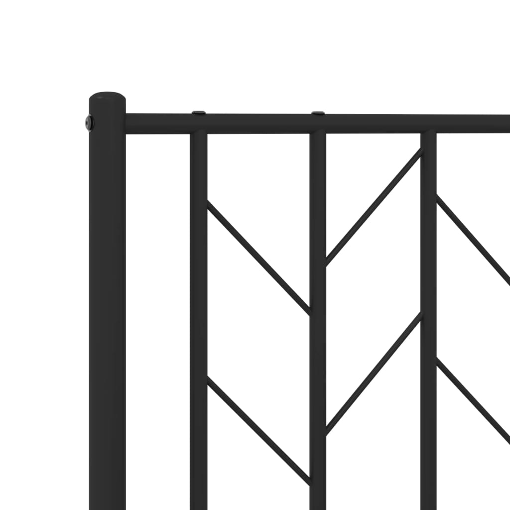 Sleek Black Metal Bed Frame with Footboard 120x200cm - No Mattress