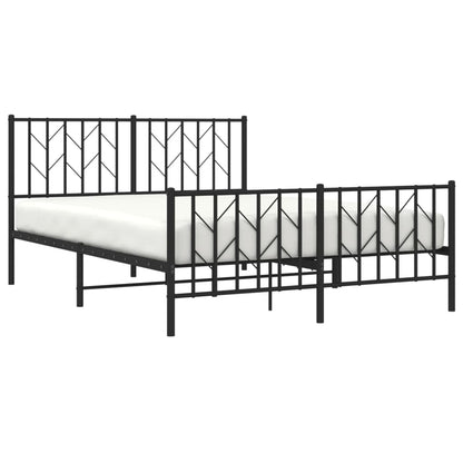 Black Metal Bed Frame with Footboard - 135x190cm (No Mattress)