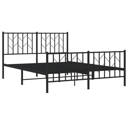 Black Metal Bed Frame with Footboard - 135x190cm (No Mattress)