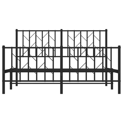 Black Metal Bed Frame with Footboard - 135x190cm (No Mattress)