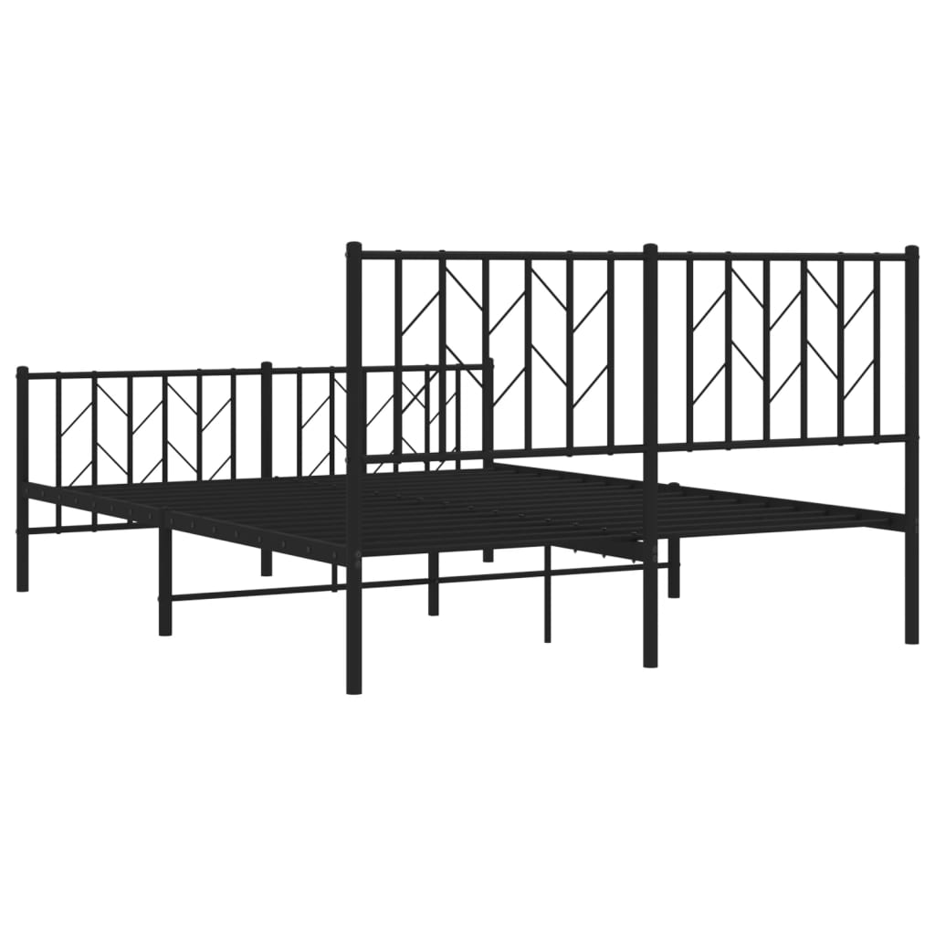 Black Metal Bed Frame with Footboard - 135x190cm (No Mattress)
