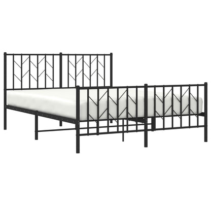 Black Metal Bed Frame with Footboard, 140x200cm - No Mattress