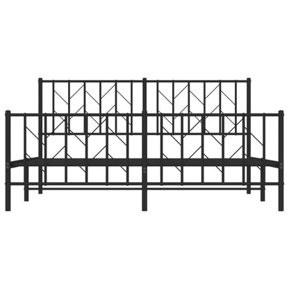Elegant Black Metal Bed Frame with Footboard 160x200cm