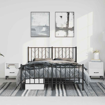 Black Metal Bed Frame with Footboard - No Mattress, 193x203cm