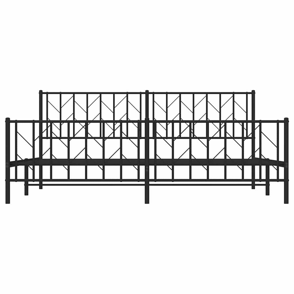 Black Metal Bed Frame with Footboard - No Mattress, 193x203cm