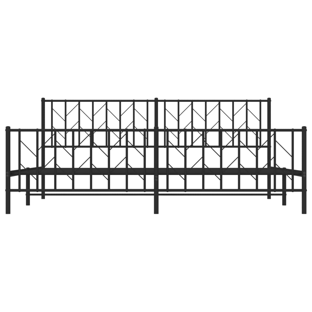 Black Metal Bed Frame with Footboard, 200x200cm