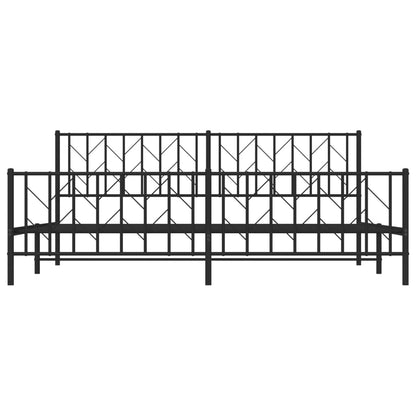 Black Metal Bed Frame with Footboard, 200x200cm