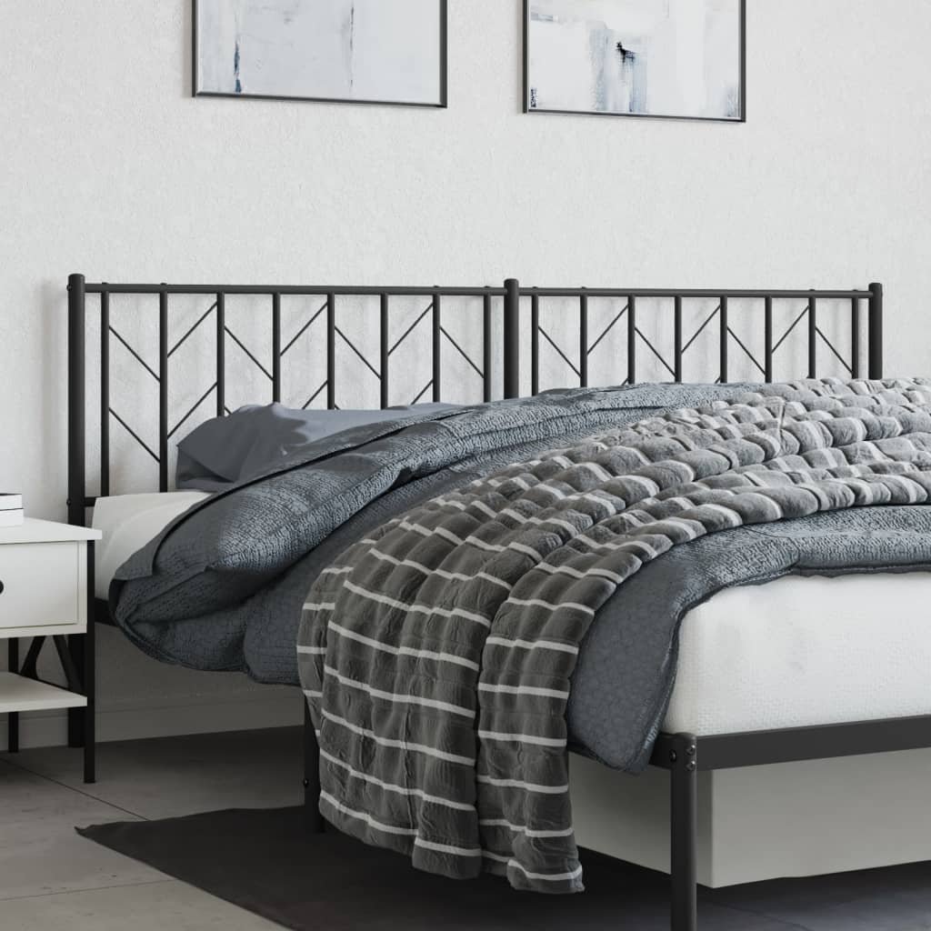 Sleek Black Metal Headboard 193 cm - Modern Bedroom Elegance