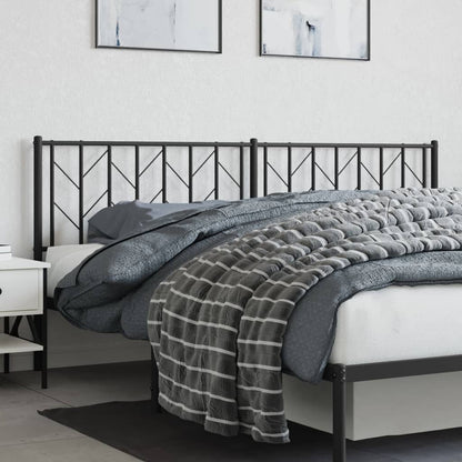 Sleek Black Metal Headboard 193 cm - Modern Bedroom Elegance