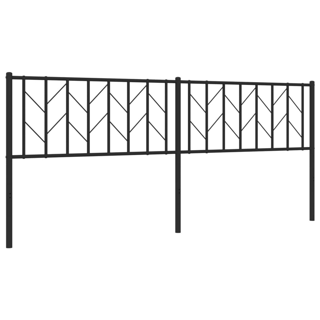 Sleek Black Metal Headboard - 200 cm Modern Bedroom Accent