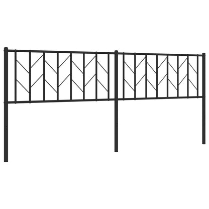 Sleek Black Metal Headboard - 200 cm Modern Bedroom Accent