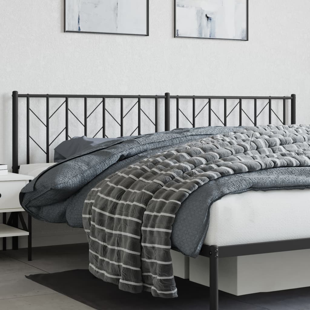 Sleek Black Metal Headboard - 200 cm Modern Bedroom Accent