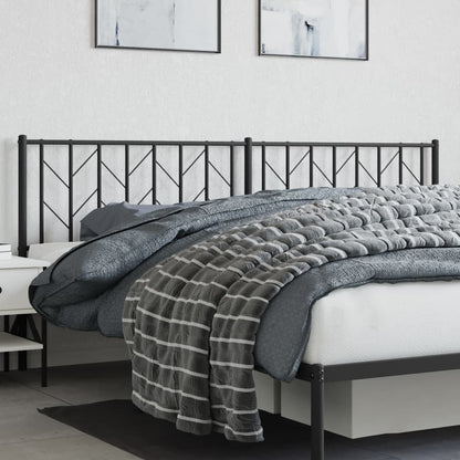 Sleek Black Metal Headboard - 200 cm Modern Bedroom Accent