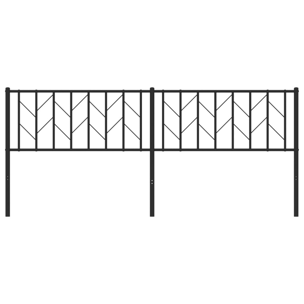 Sleek Black Metal Headboard - 200 cm Modern Bedroom Accent