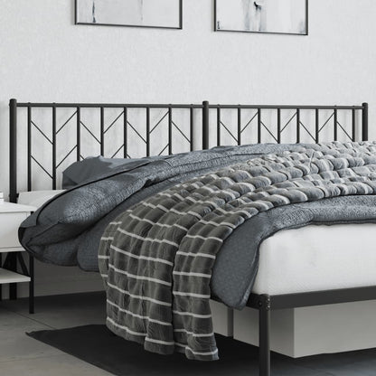 Sleek Black Metal Headboard - 200 cm Modern Bedroom Accent